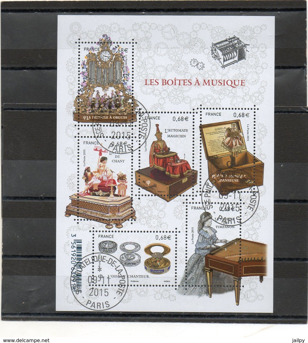 FRANCE   Feuillet 6 Timbres   0,68 €     2015    Y&T: F4993   Les Boîtes à Musique   Oblitéré - Gebraucht
