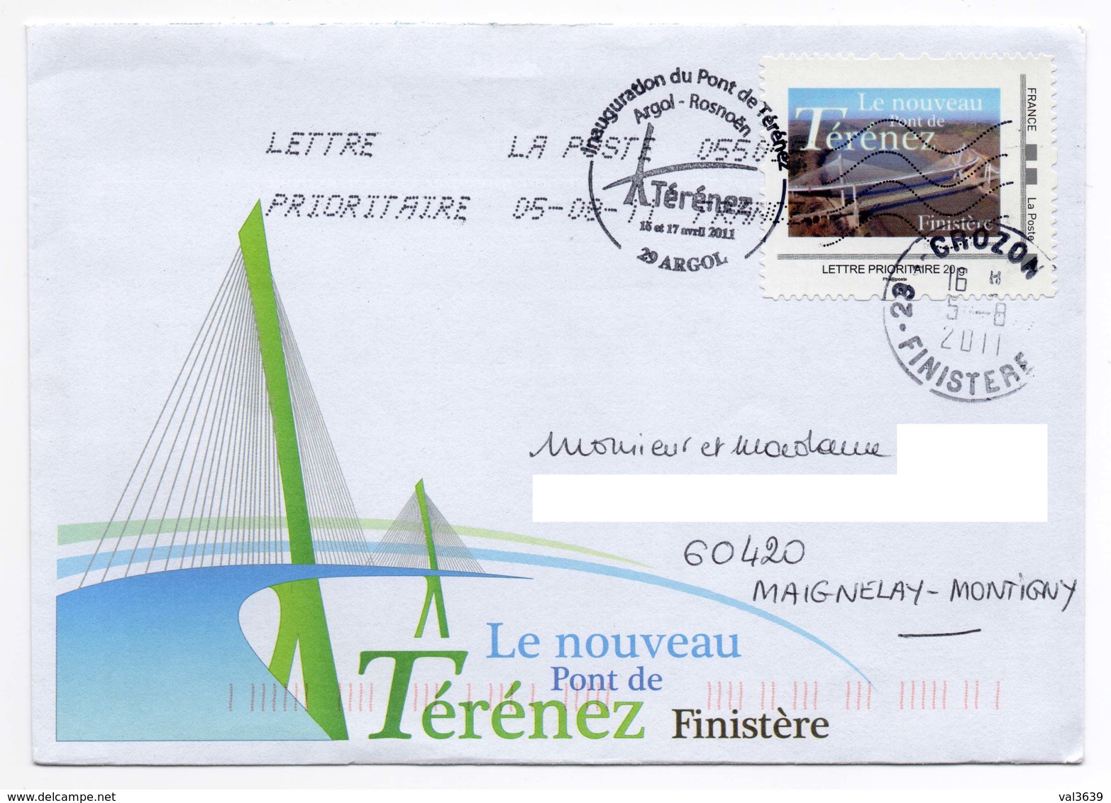 Enveloppe Illustrée "Le Nouveau Pont De Térénez Finistère Avec Timbre Correspondant Et Oblitération Inauguration Du Pont - Sonstige & Ohne Zuordnung