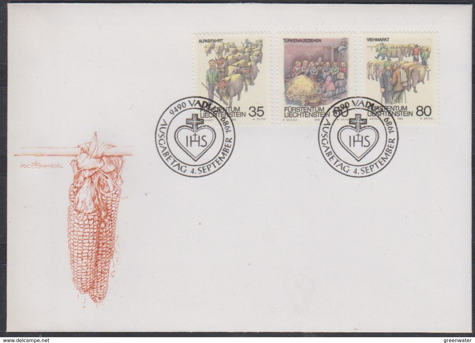 Liechtenstein 1989 Herbtsbräuche 3v FDC (43838) - FDC