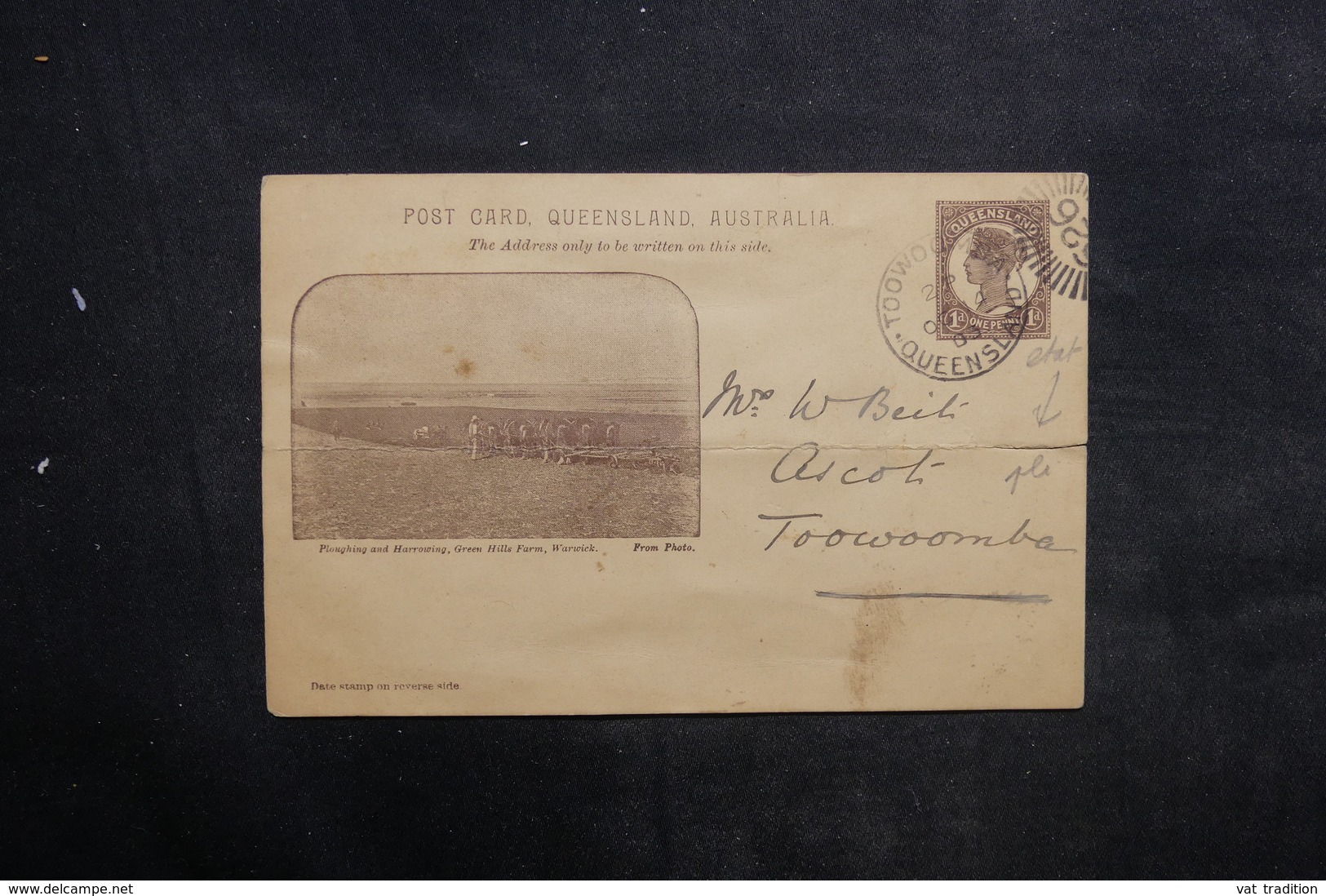 AUSTRALIE - Entier Postal Illustré Du Queensland En 1903 Pour Toowoomba - Pli Central Marqué - L 36665 - Postal Stationery