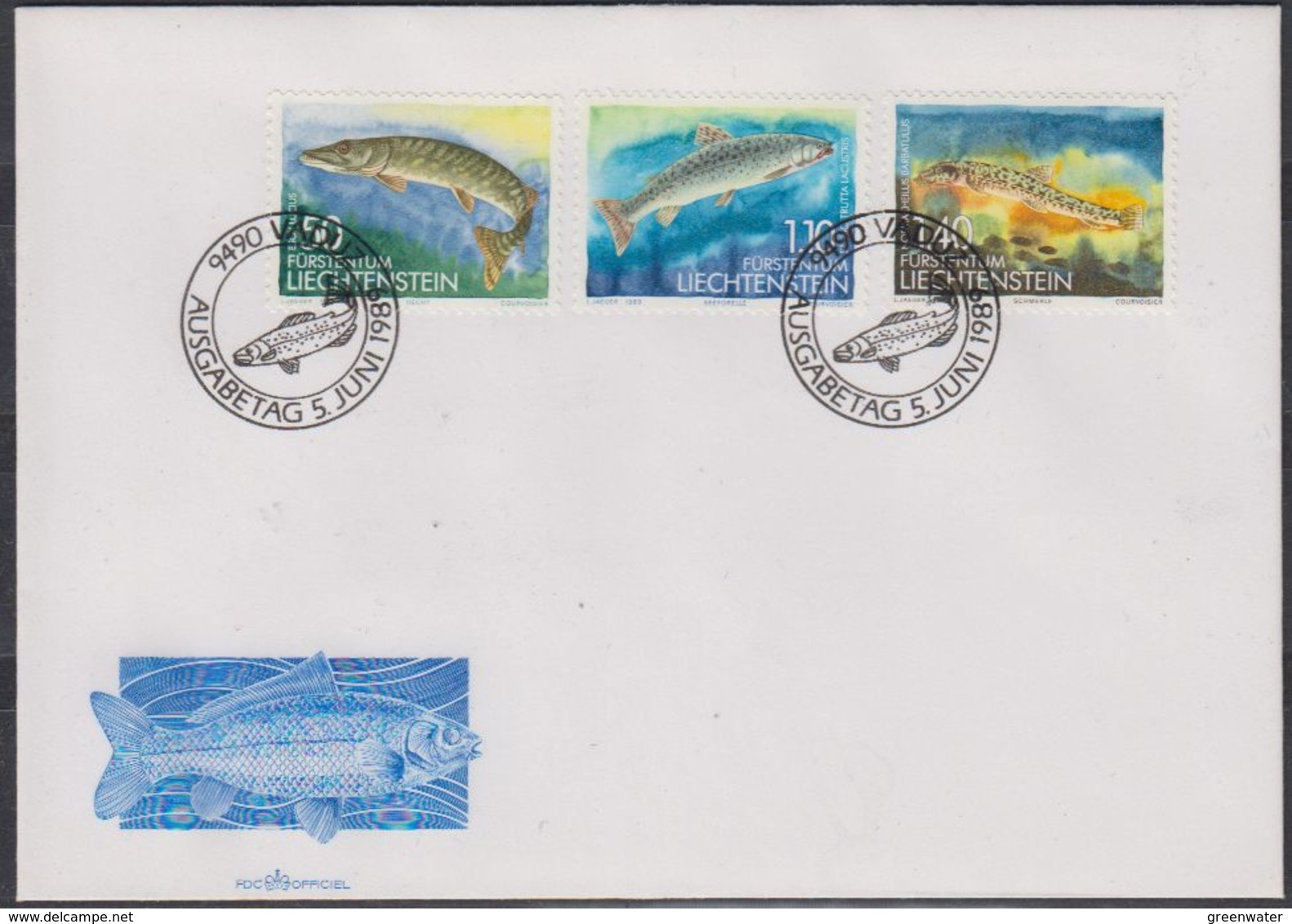 Liechtenstein 1989 Fish 3v FDC (43840) - FDC