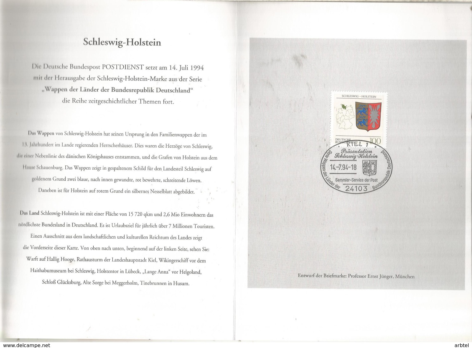 ALEMANIA DOCUMENTO ESCUDO SCHLESWIG HOLSTEIN CON MAT KIEL - Otros & Sin Clasificación