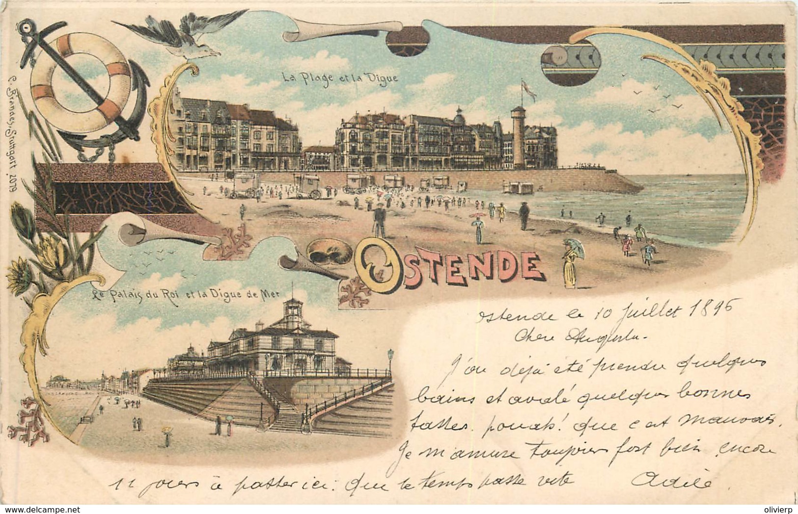 Belgique - Ostende - Type Gruss Aus - La Plage Et La Digue - Le Palais Du Roi - N° 2079 - Oostende