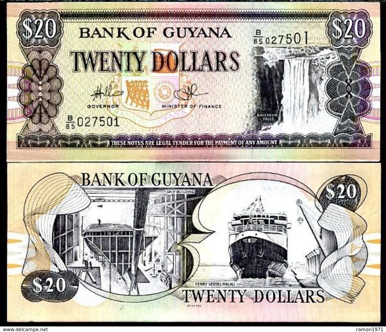 10 Pieces Guyana - 20 Dollars 2009 UNC - Guyana