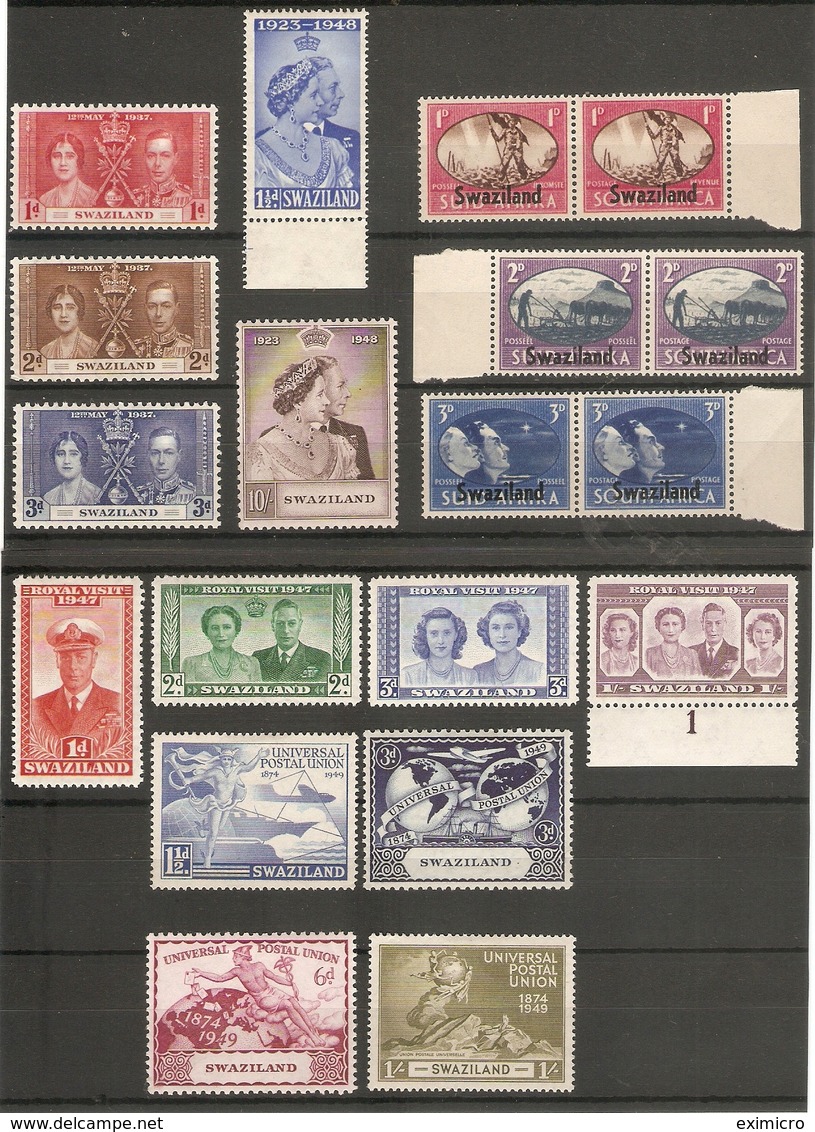 SWAZILAND 1937 - 1949 COMMEMORATIVE SETS INCLUDING SILVER WEDDING UNMOUNTED MINT/LIGHTLY MOUNTED MINT Cat £46+ - Swaziland (...-1967)