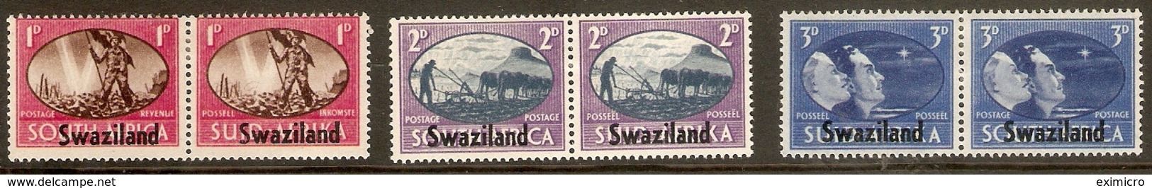 SWAZILAND 1945 VICTORY SET INCLUDING BARBED WIRE FLAW VARIETY SG 39a/41 (LIGHTLY) MOUNTED MINT Cat £16+ - Swaziland (...-1967)