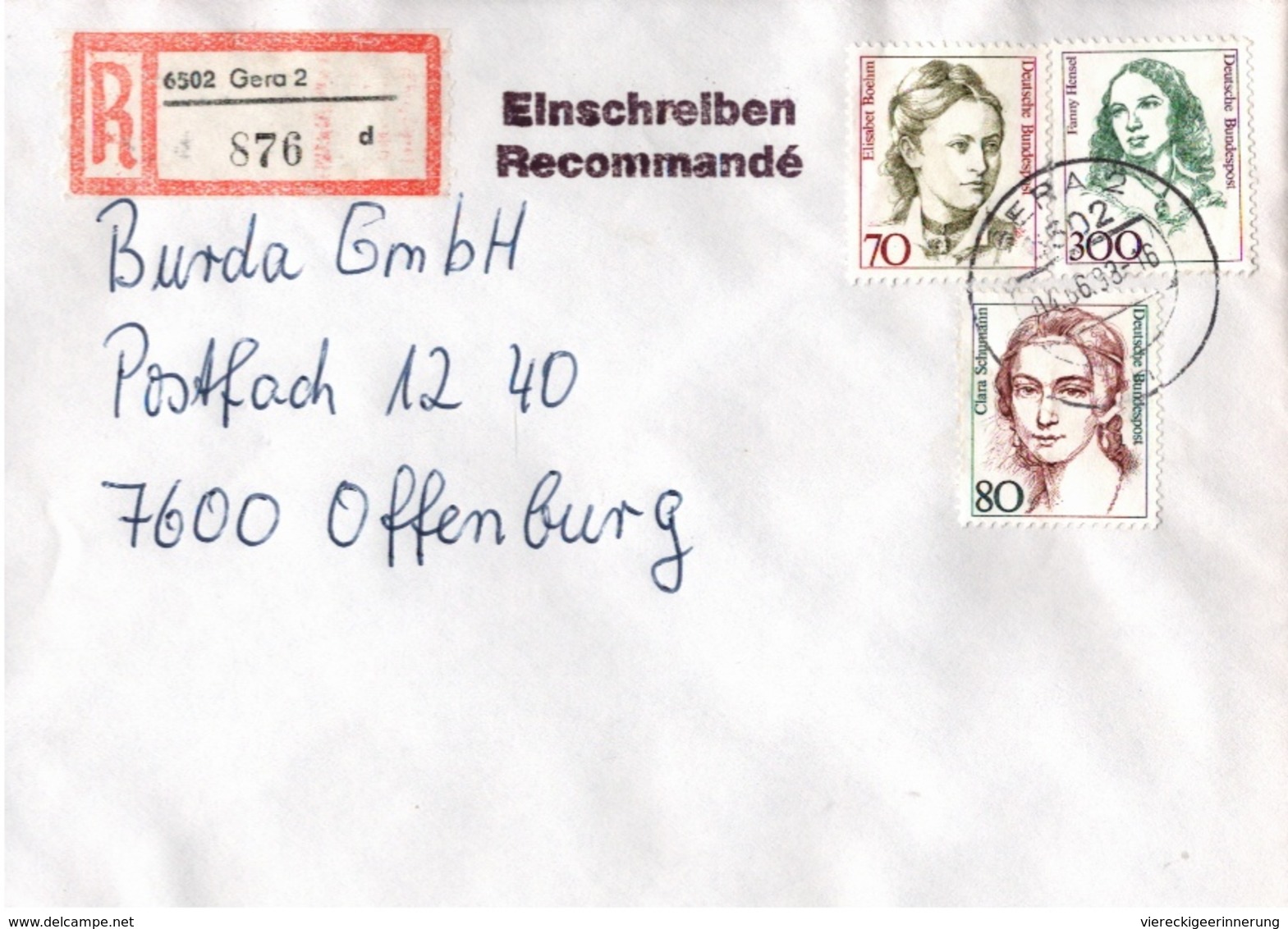 ! 3 Einschreiben 1993  Mit Alter Postleitzahl + DDR R-Zettel  Aus Gera 6502,6503,6504 Thüringen, - Briefe U. Dokumente