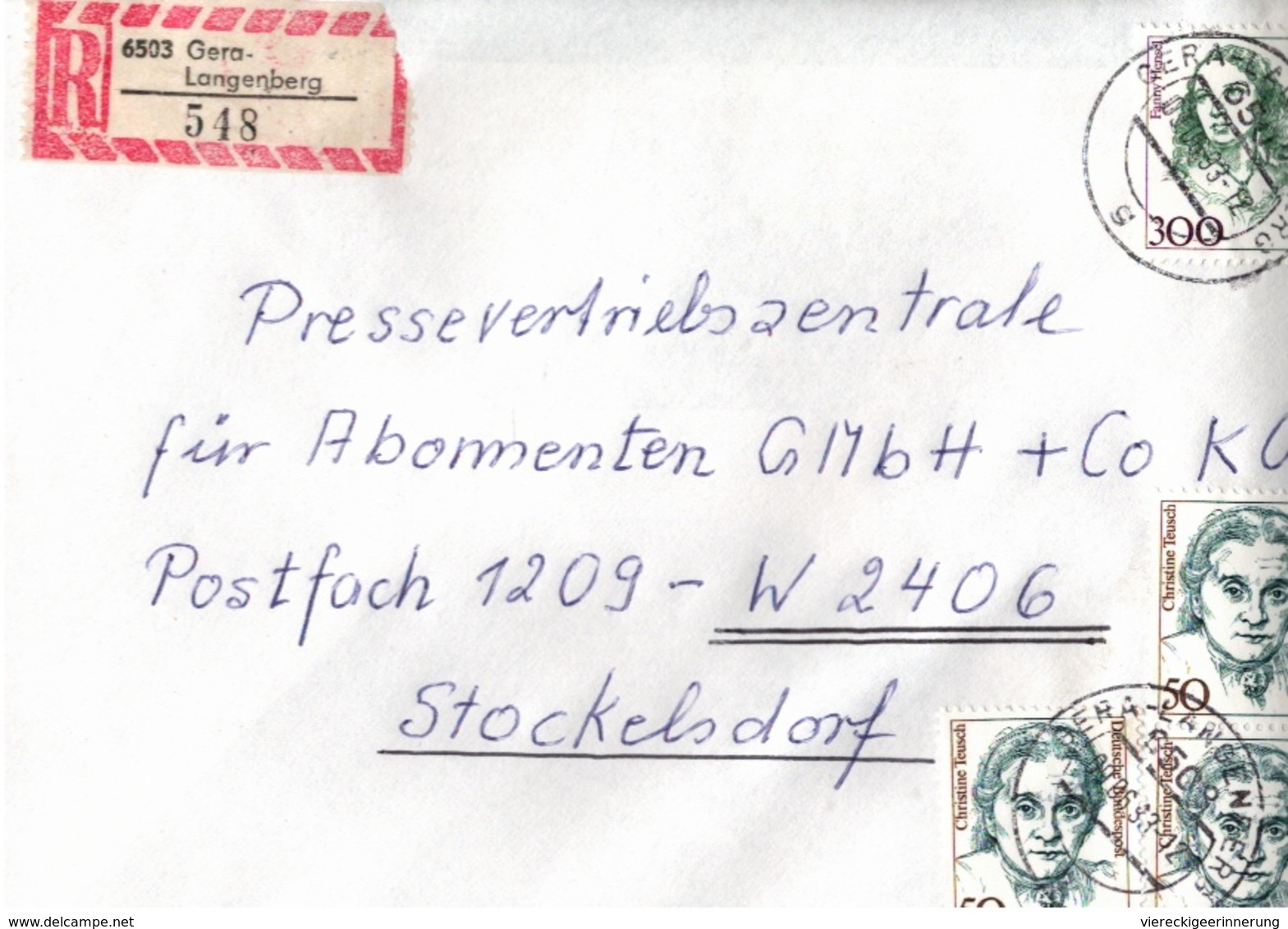 ! 3 Einschreiben 1993  Mit Alter Postleitzahl + DDR R-Zettel  Aus Gera 6502,6503,6504 Thüringen, - Briefe U. Dokumente