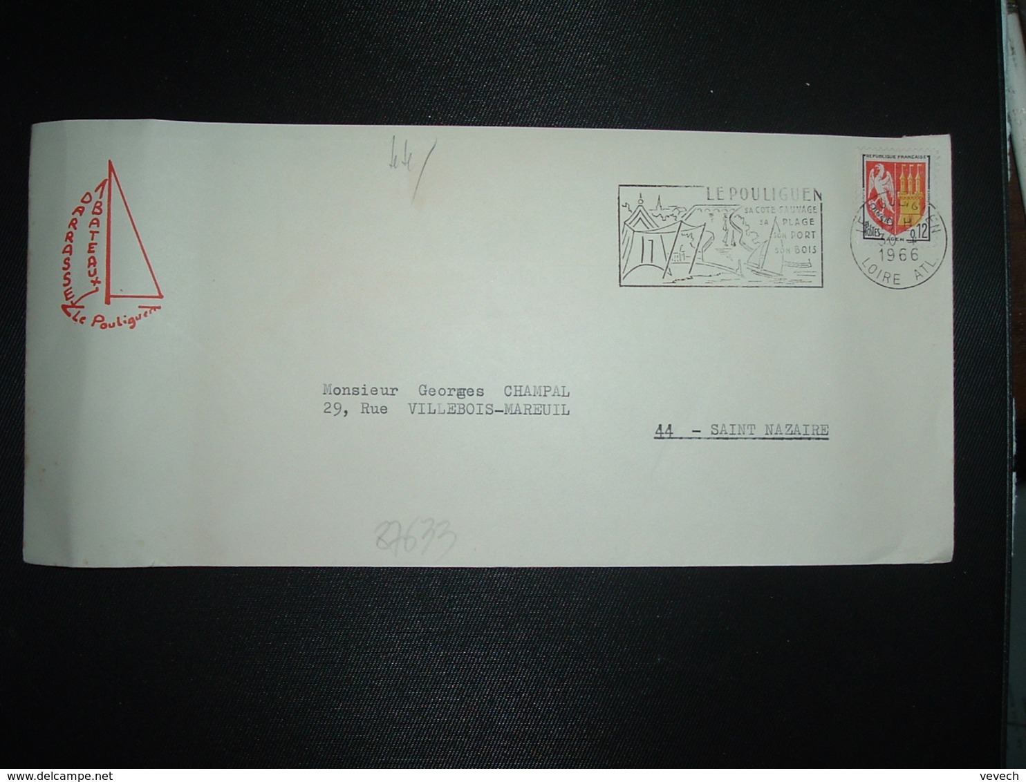 LETTRE TP AGEN 0,12 OBL.MEC.30-4 1966 LE POULIGUEN (44) DARRASSE BATEAUX + VOILIER - Otros & Sin Clasificación