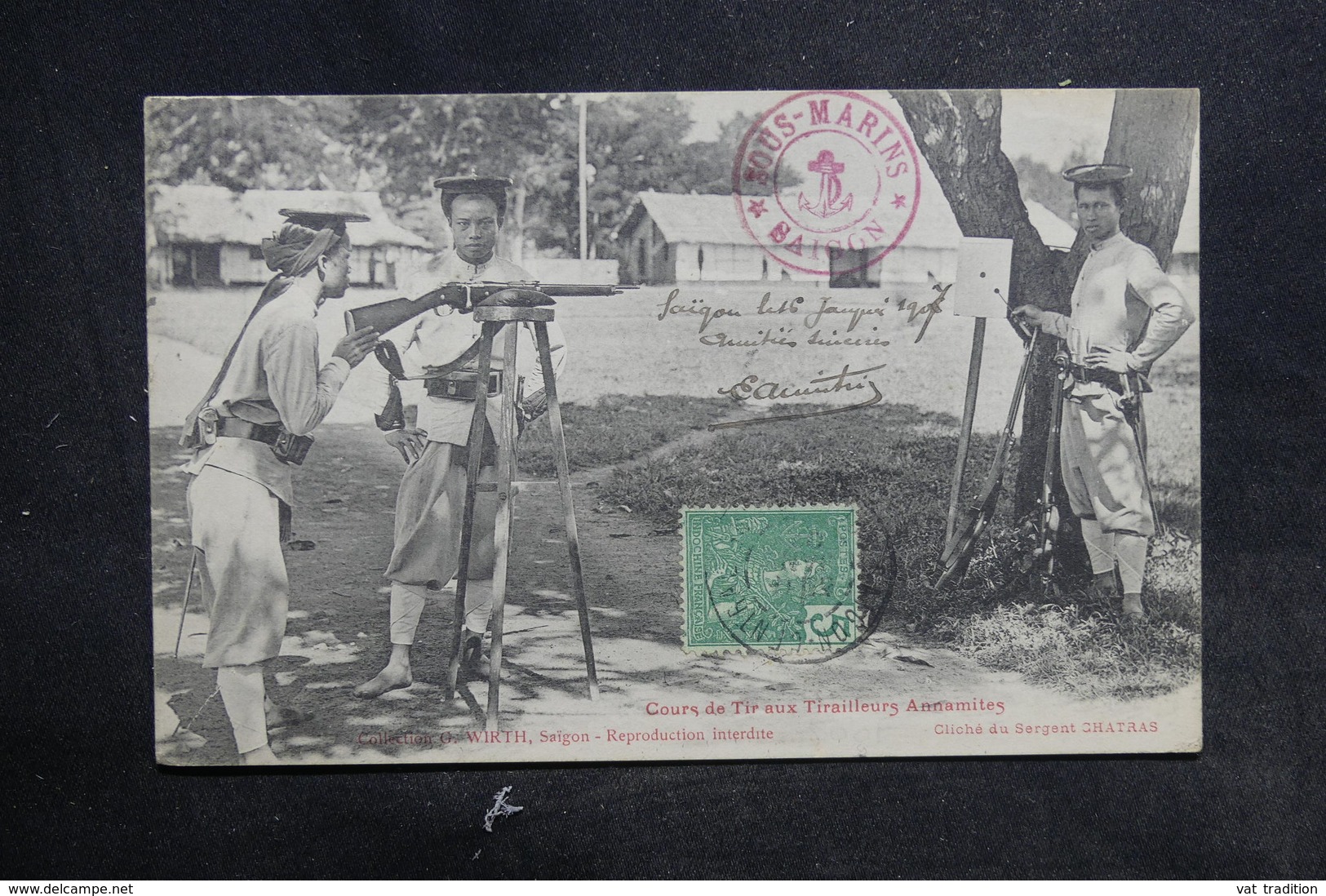 INDOCHINE - Cachet " Sous Marins Saïgon " Sur Carte Postale Pour La France En 1907 - L 36687 - Lettres & Documents