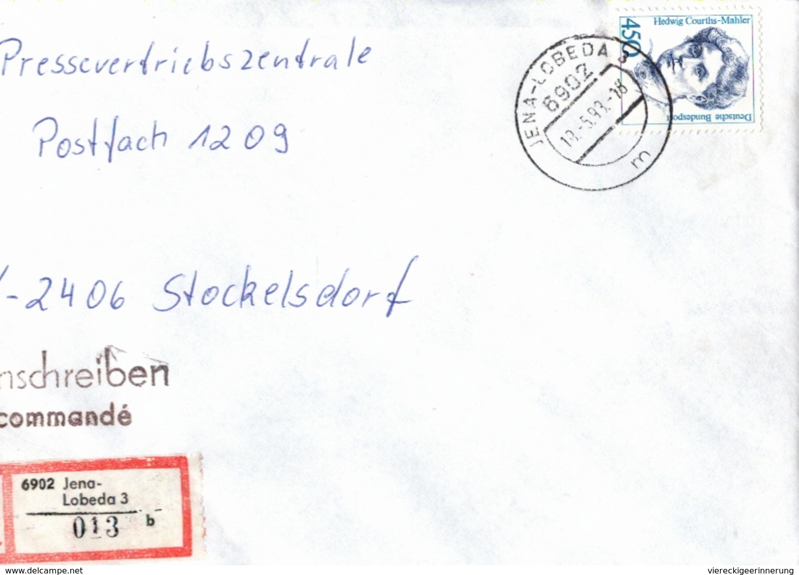 ! 3 Einschreiben 1992-93  Mit Alter Postleitzahl + DDR R-Zettel  Aus Jena, Lobeda, Winzerla, 6900,6902,6908 , Thüringen, - Briefe U. Dokumente