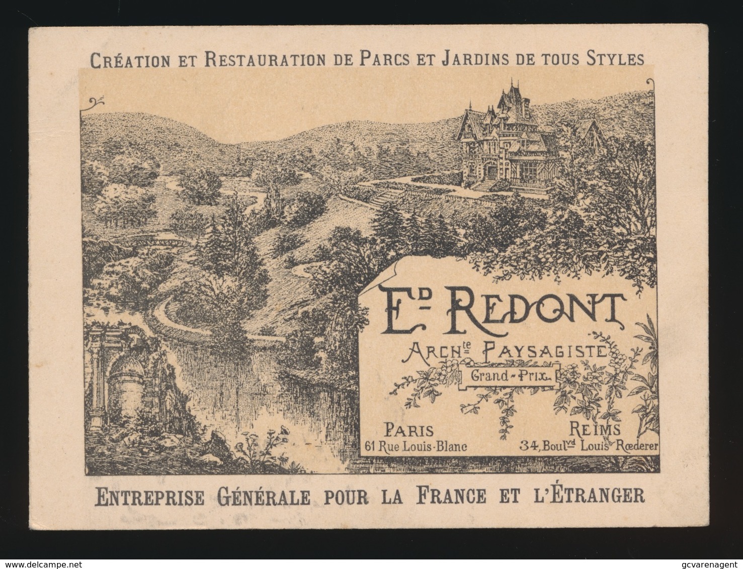 PARIS - ED. REDONT  ARCNte  PAYSAGISTE  - PARIS 61 RUE LOUIS BLANC   12 X 9 CM - Arrondissement: 10