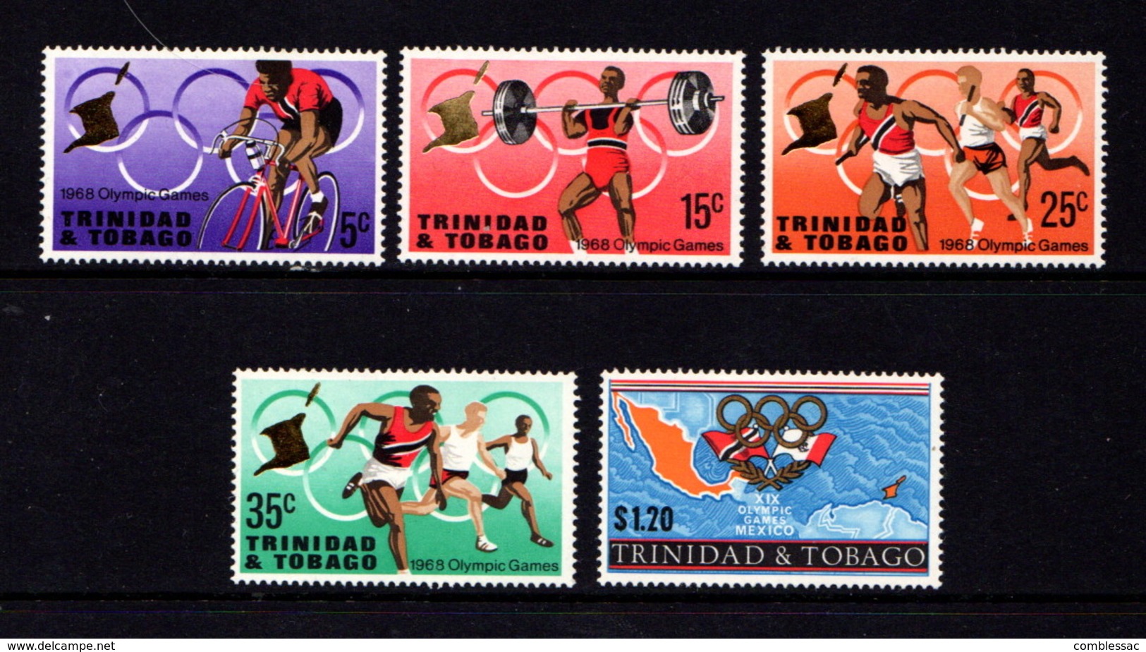 TRINIDAD  AND  TOBAGO    1968    Olympic  Games    Set  Of  5    MH - Trinidad & Tobago (1962-...)