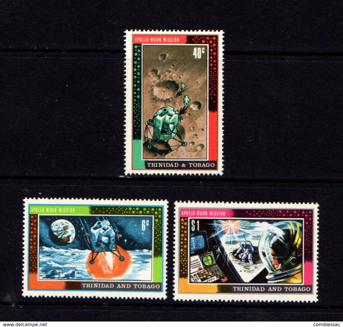 TRINIDAD  AND  TOBAGO    1969    First  Man  On  The  Moon    Set  Of  3    MH - Trinidad & Tobago (1962-...)