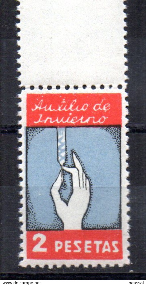 Viñeta Auxilio De Invierno 2 Pesetas. - Spanish Civil War Labels