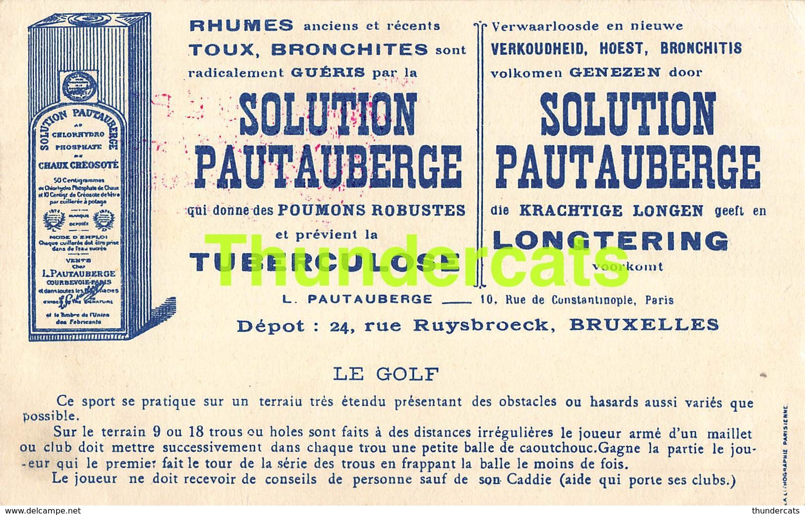 CPA PUB PUBLICITE SOLUTION PAUTAUBERGE TUBERCULOSE LES SPORTS LE GOLF - Publicidad