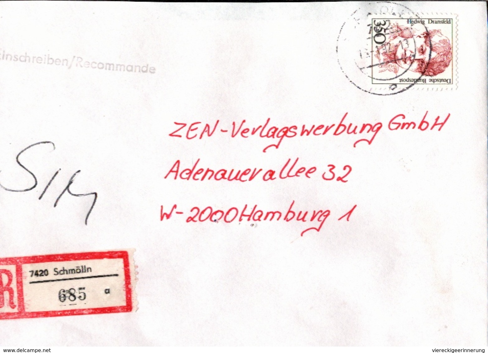 ! 2 Einschreiben  1992 Mit Alter Postleitzahl + DDR R-Zettel  Aus 7420 Schmölln - Briefe U. Dokumente