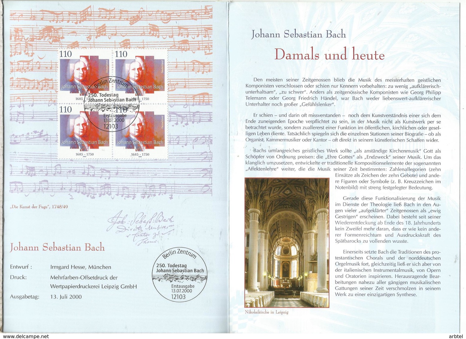 ALEMANIA DOCUMENTO BERLIN JOHANN SEBASTIAN BACH MUSICA MUSIC - Musik