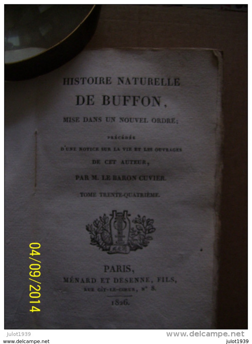 1826 . Histoire Naturelle DE BUFFON ..-- Histoire Des OISEAUX .  1826 - 1801-1900