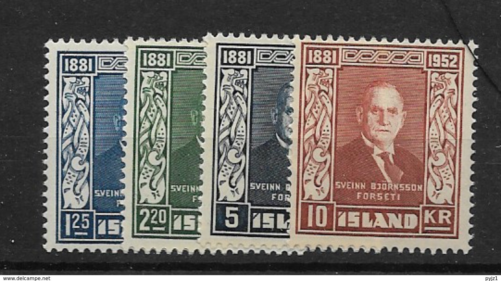 1952 MNH Iceland, Island, Mi 281-4 - Neufs