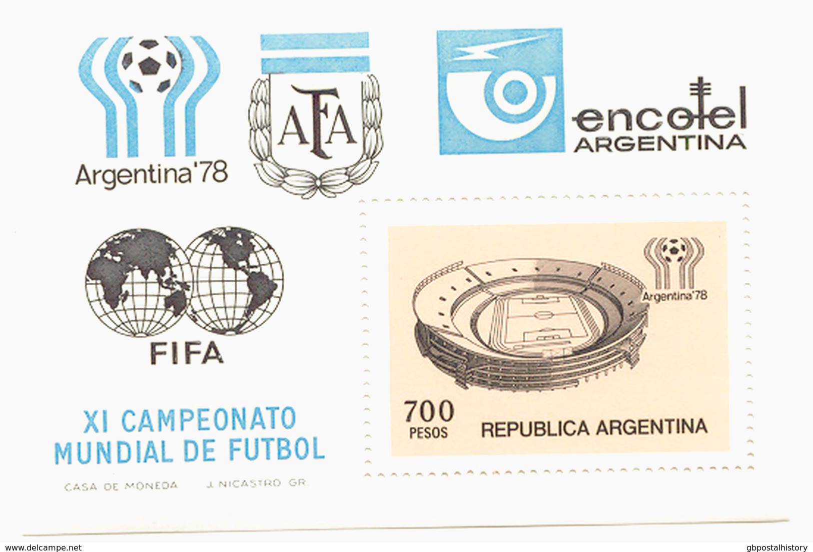 ARGENTINIEN 1978 Fußballweltmeisterschaft, Block 20, Einwandfrei Postfrisch - Nuevos