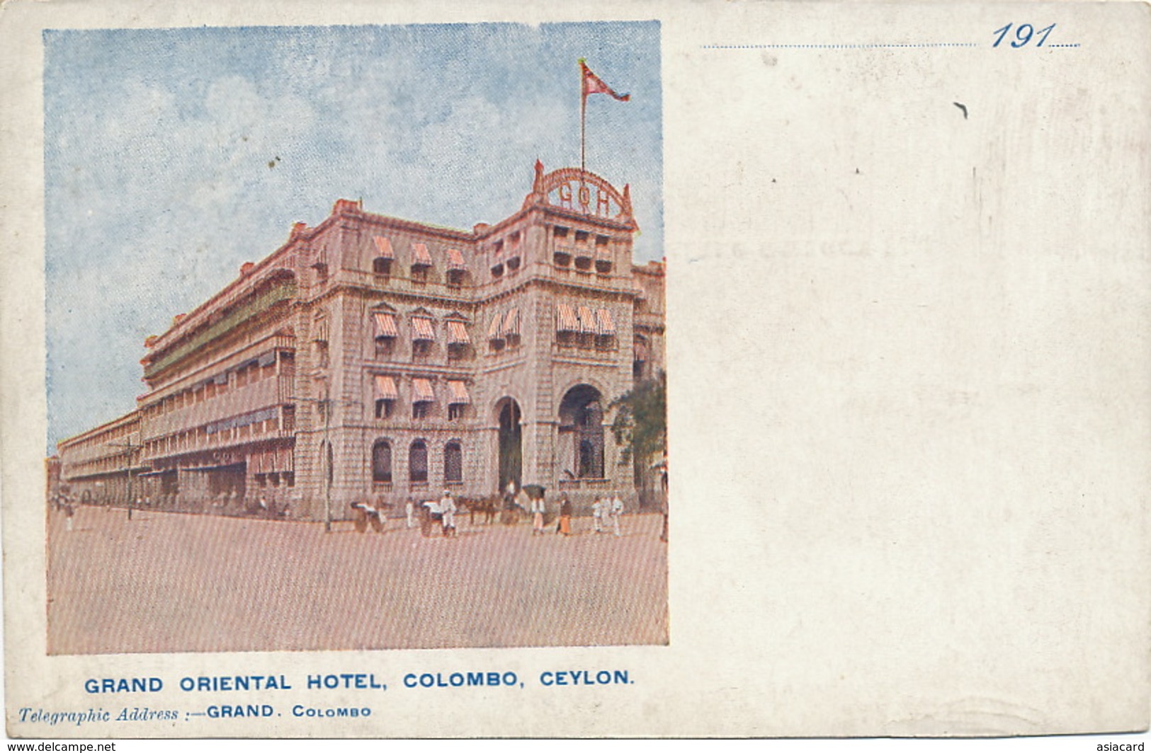 Colombo Grand Oriental Hotel Undivided Back - Sri Lanka (Ceylon)