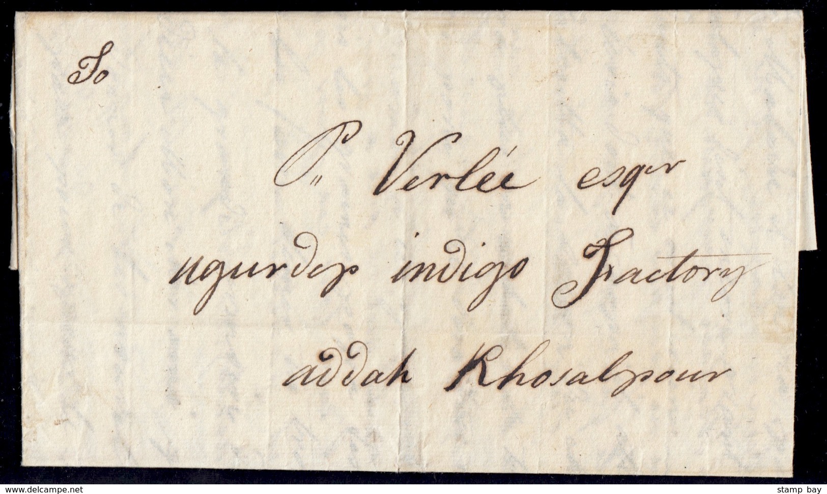 India 1826 Entire From Chandernagore To Indigo Factory, Addah Khoohallpour With  Very Fine HG #1 Of “CHANDERNAGORE/POST  - ...-1852 Préphilatélie