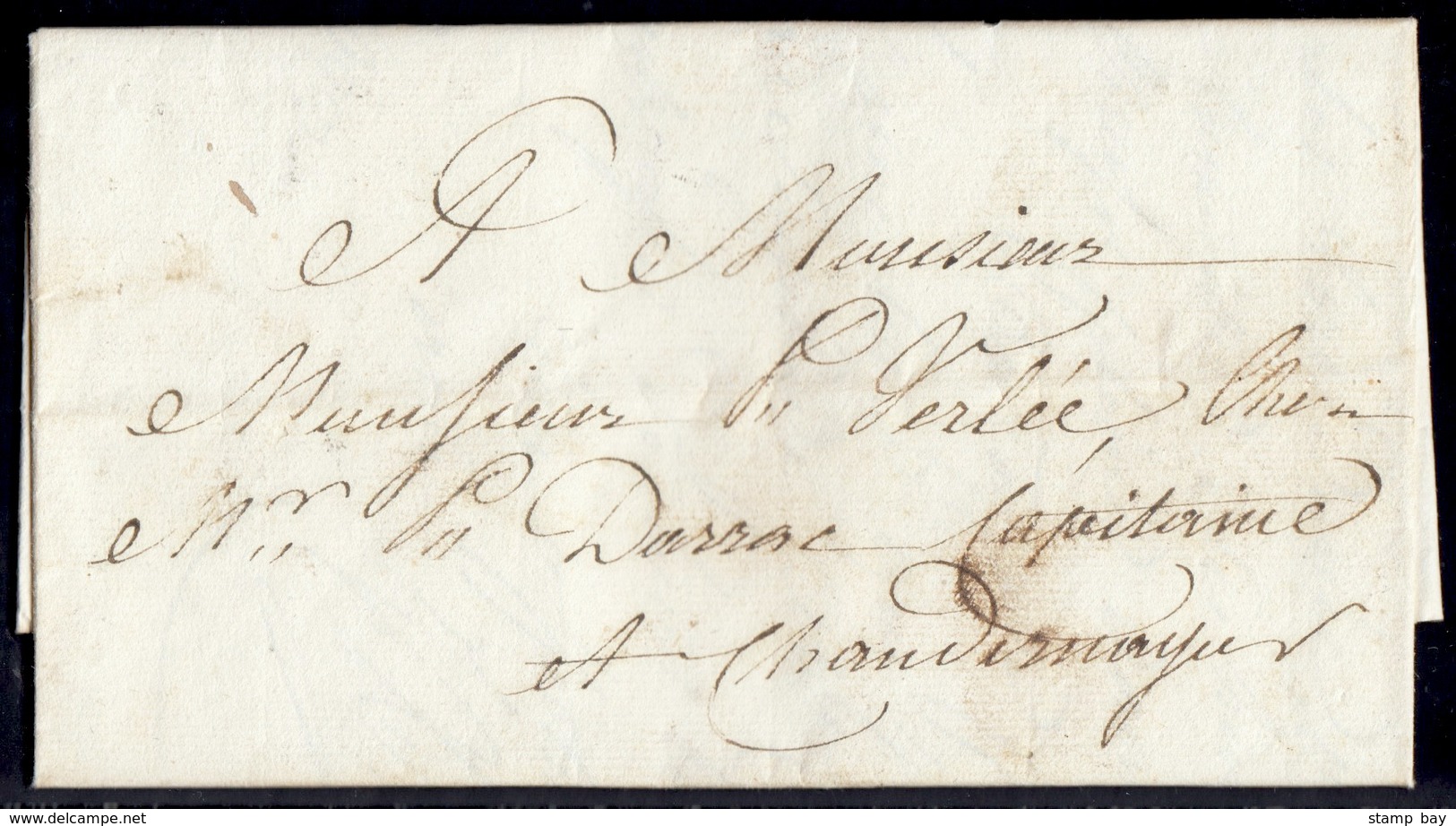 India 1823 Entire To Chandernagore With "NUDDEA/POST OFFICE/PtPdt/Sa Wt./18(23)" HG #1 Earliest Recorded Date (Giles Rec - ...-1852 Prephilately