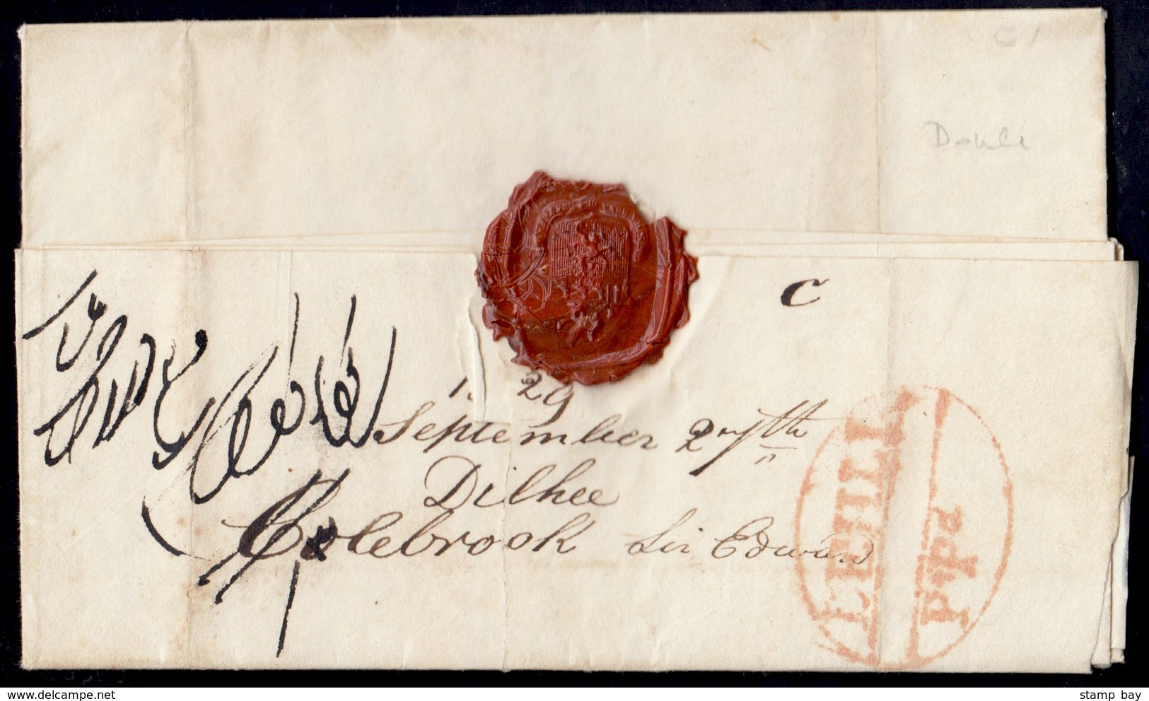 India 1829 Sep 27 "DEHLI PtPd" HG 1 On Folded Letter To Panniput. Very Late Usage Of This Hs - Giles Records Usage Betwe - ...-1852 Préphilatélie