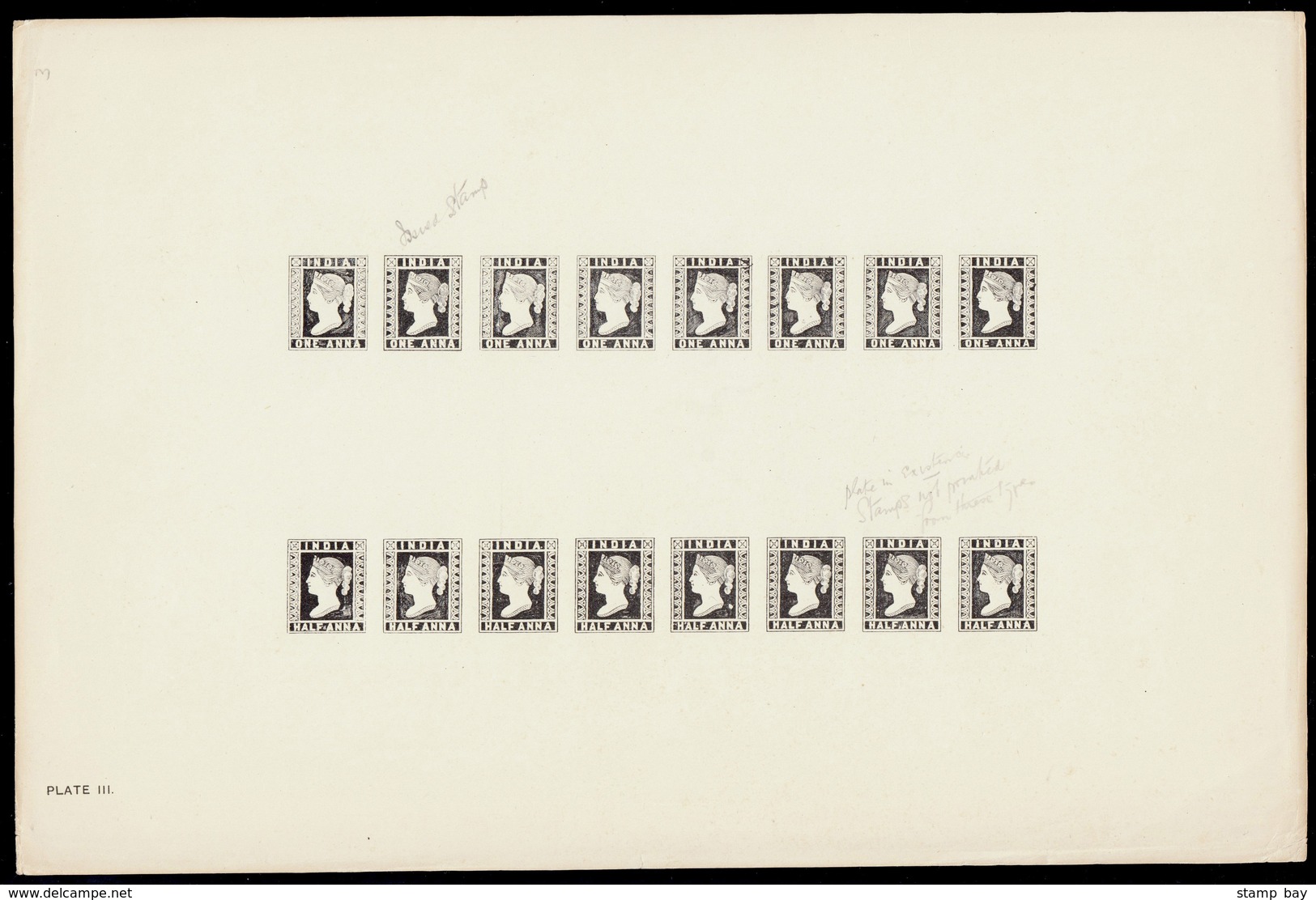 India 1905 QV 1a And ½a Essay In Black With Design Of Issued Stamp, On A Single Sheet With Eight Impressions Of Each, Th - ...-1852 Prephilately