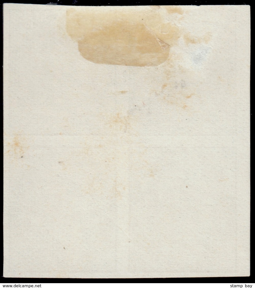 India 1856/64 Imperf Proof Of QV ½a Blue Die I, On Yellowish Paper Without Watermark, Blk/4, Small Thin On Top Left Stam - ...-1852 Prefilatelia