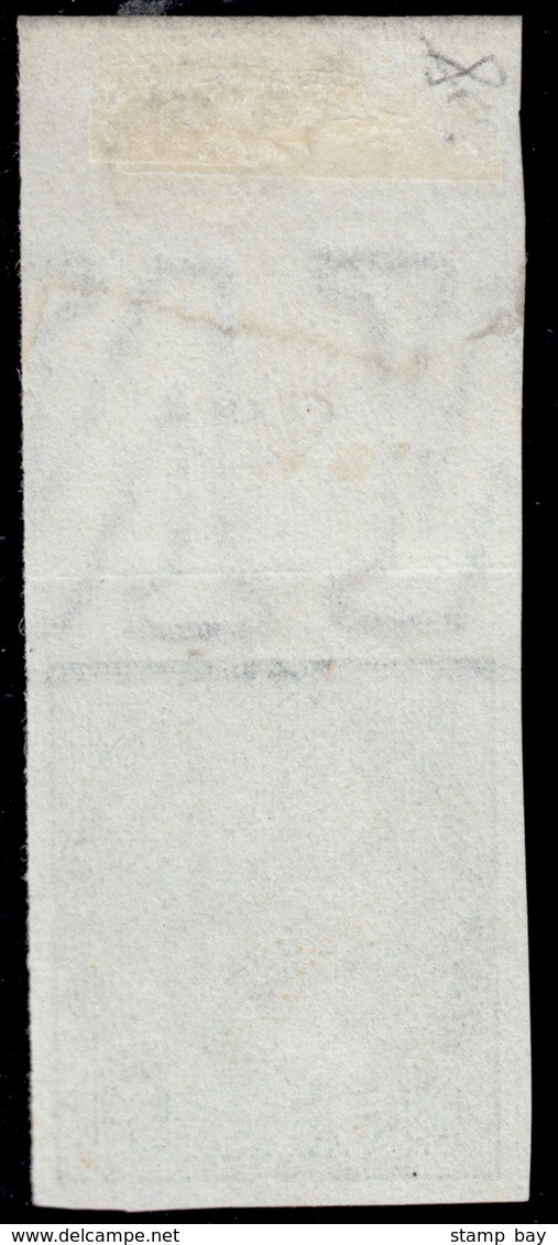 India Imperf Proof Of De La Rue 2a In Deep Blue-green, No Watermark, On Ungummed Paper, Showing Part Marginal Sheet Wate - ...-1852 Prephilately