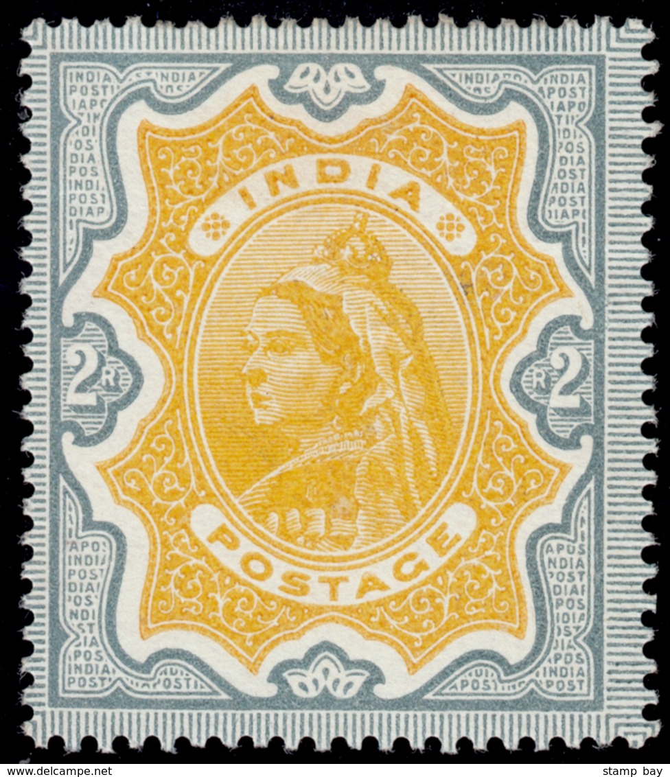 India Color Trial Of The 1895 QV 2r In Yellow And Grey-green. Unissued Colors. Rare - ...-1852 Prephilately