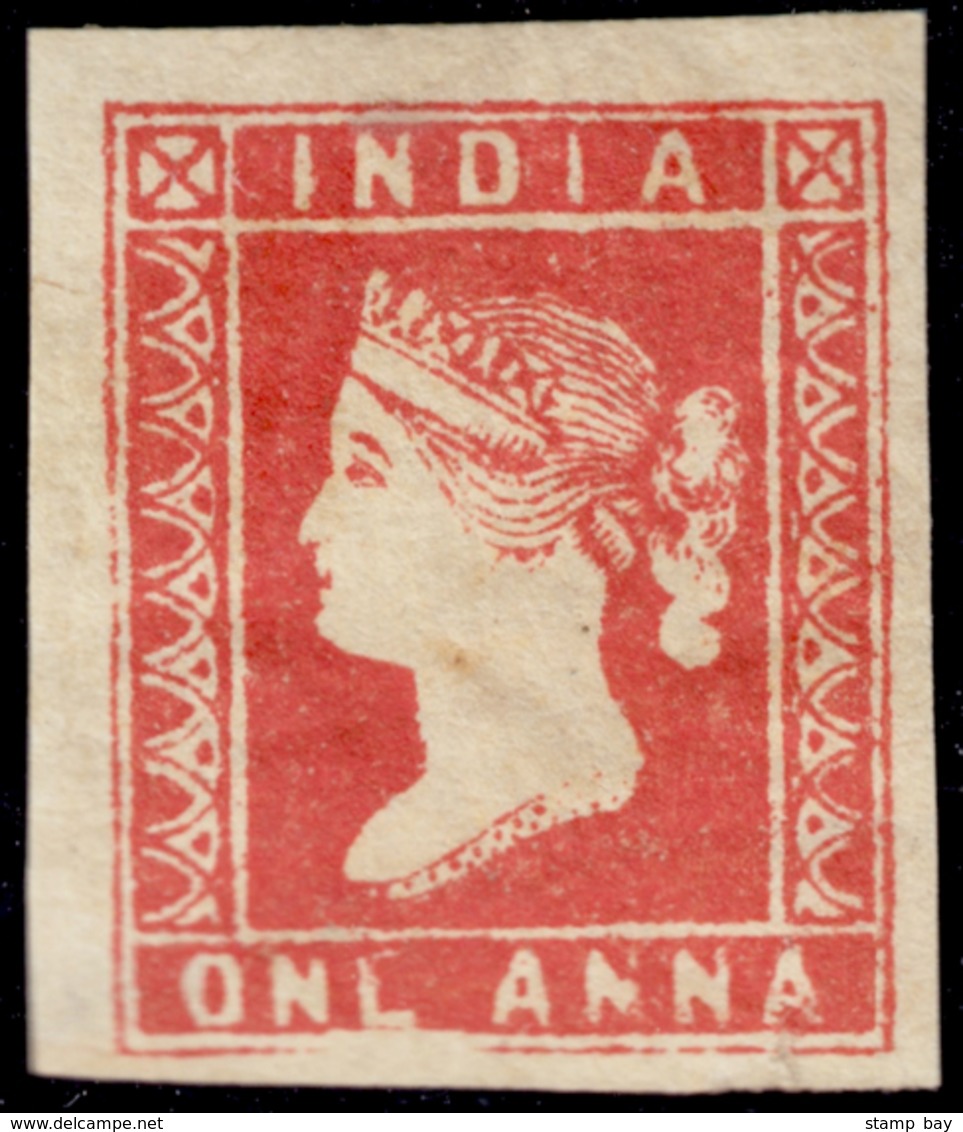 India 1854 1a Red Die I, Rare Variety "L" For "E" In "ONE", Unused Without Gum As Issued. SG 12 £1,200++ - 1996 RPS Cert - ...-1852 Prephilately