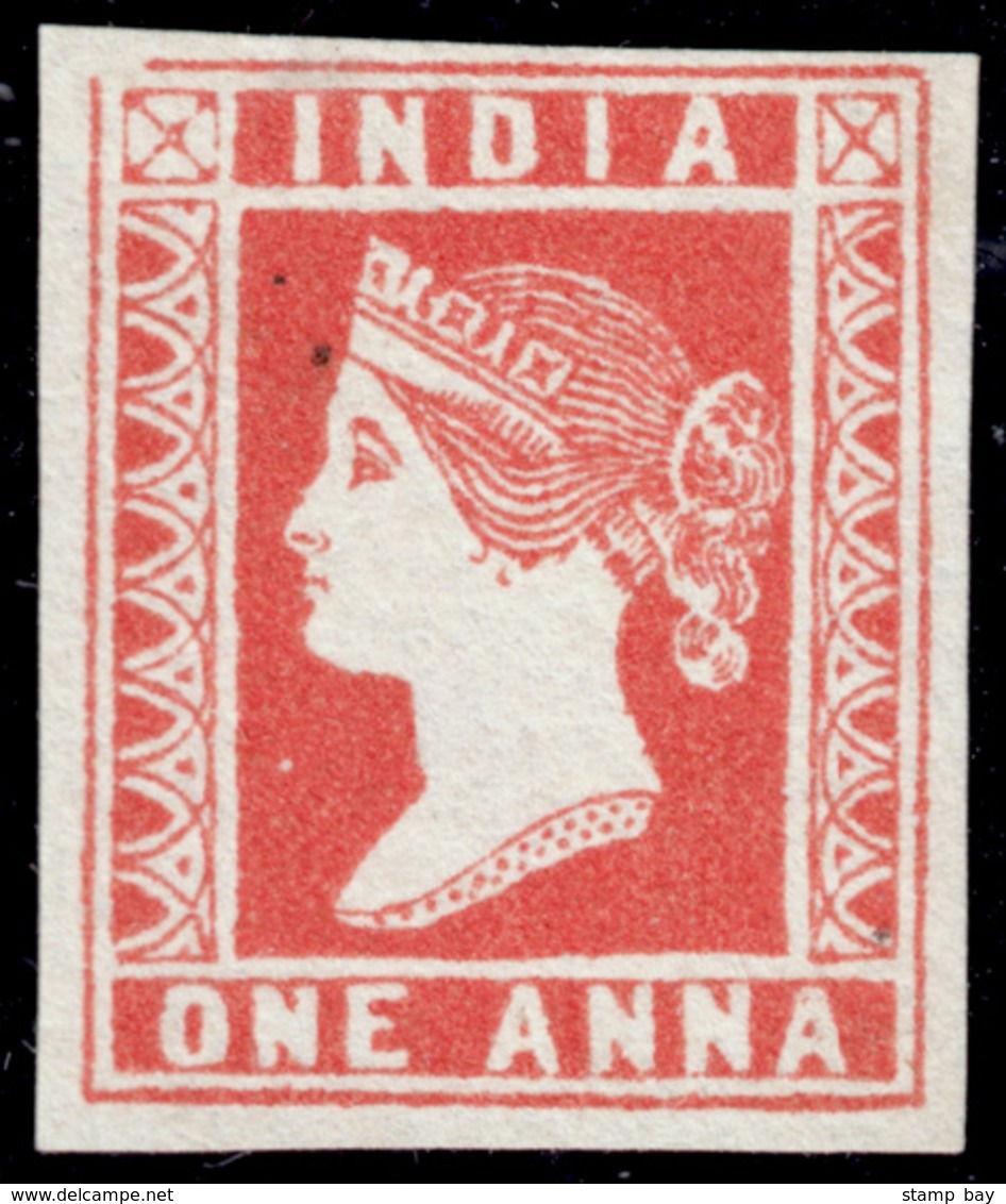 India 1854 1a Red Imperf Die III, Pos.82 Unused Without Gum As Issued, Two Surface Marks At Top, With Clear Margins - A  - ...-1852 Prephilately