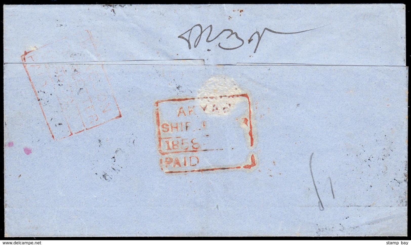 India Used In Burma - 1858 Cover To Akyab Franked With 1a Tied By Neat "B/156" And "FORWARDED BY TODD. FINLAY & Co. RANG - ...-1852 Prephilately