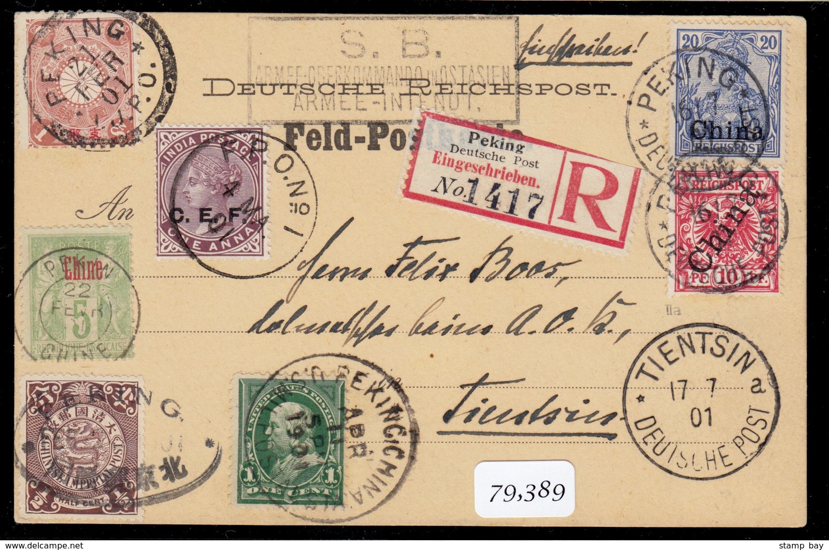 China 1901 "Deutsche Reichpost/Feld-Postkarte" Handstamped "S.B.Armee-Oberkommando In Ostasien/Armee Intenut", Addressed - ...-1852 Préphilatélie