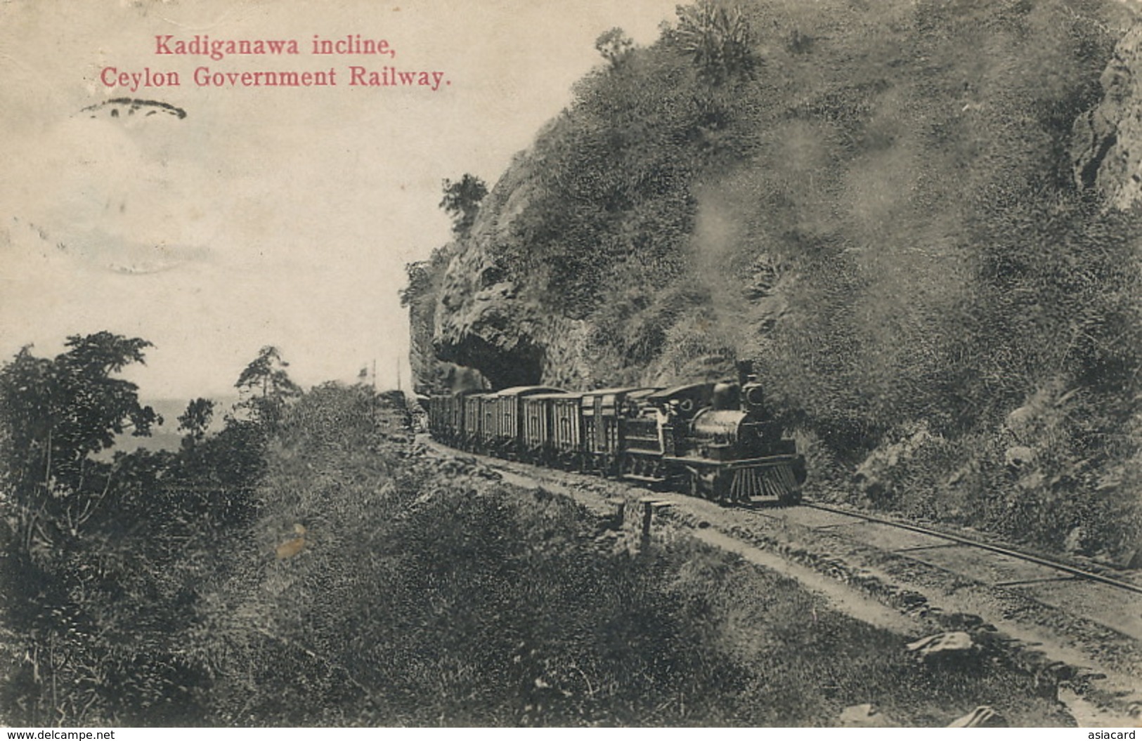 Kadiganawa Incline . Ceylon Government Railway  Train  1911 - Sri Lanka (Ceylon)
