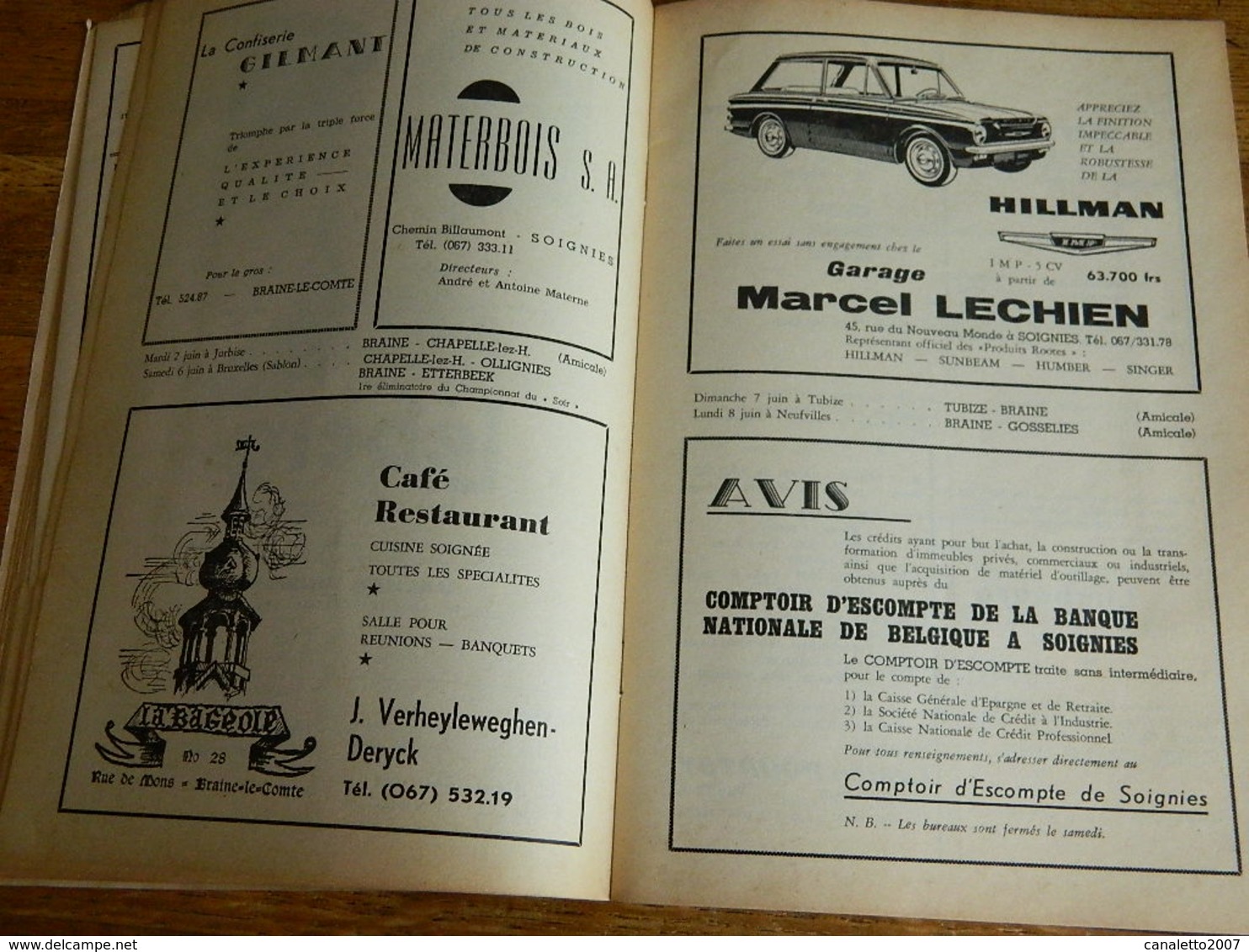 BRAINE LE COMTE:BALLE PELOTE-LES AMIS DE LA BALLE.CALENDRIER 1964  EQUIPES DE NATIONALE A-PUB VOITURE-_SOIGNIES-REBECQ.. - Sport