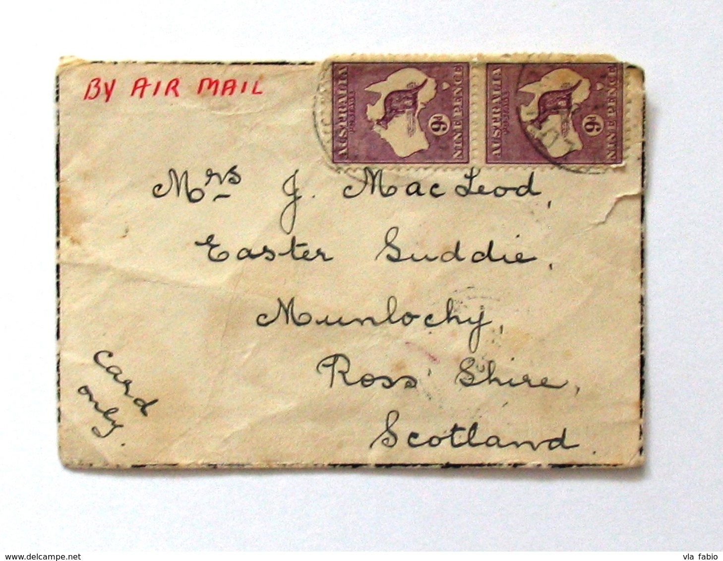 Australia Very Nice Cover 1937 To Scotland With Two 9p. Kangaroo - Covers & Documents