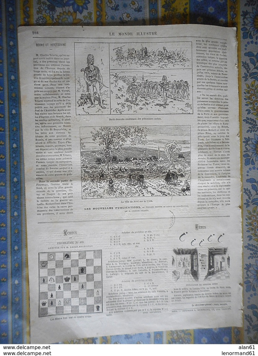 LE MONDE ILLUSTRE 28/10/1876 PARIS MAROC SIDI MOULEY HALEM GUIGNOL SERBIE PARACIN BOSNIE HERZEGOVINE NOVI - 1850 - 1899