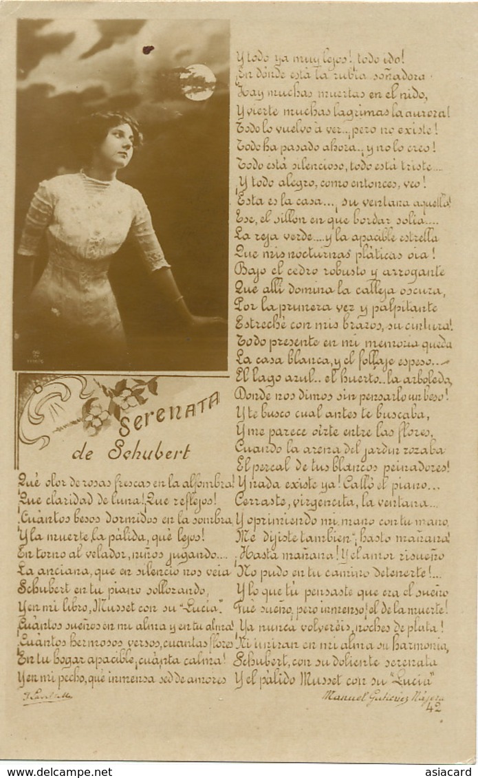 Real Photo Poema De Manuel Gutierrez Najera Serenata De Schubert . Con Hermosa Mujer . - Mexico