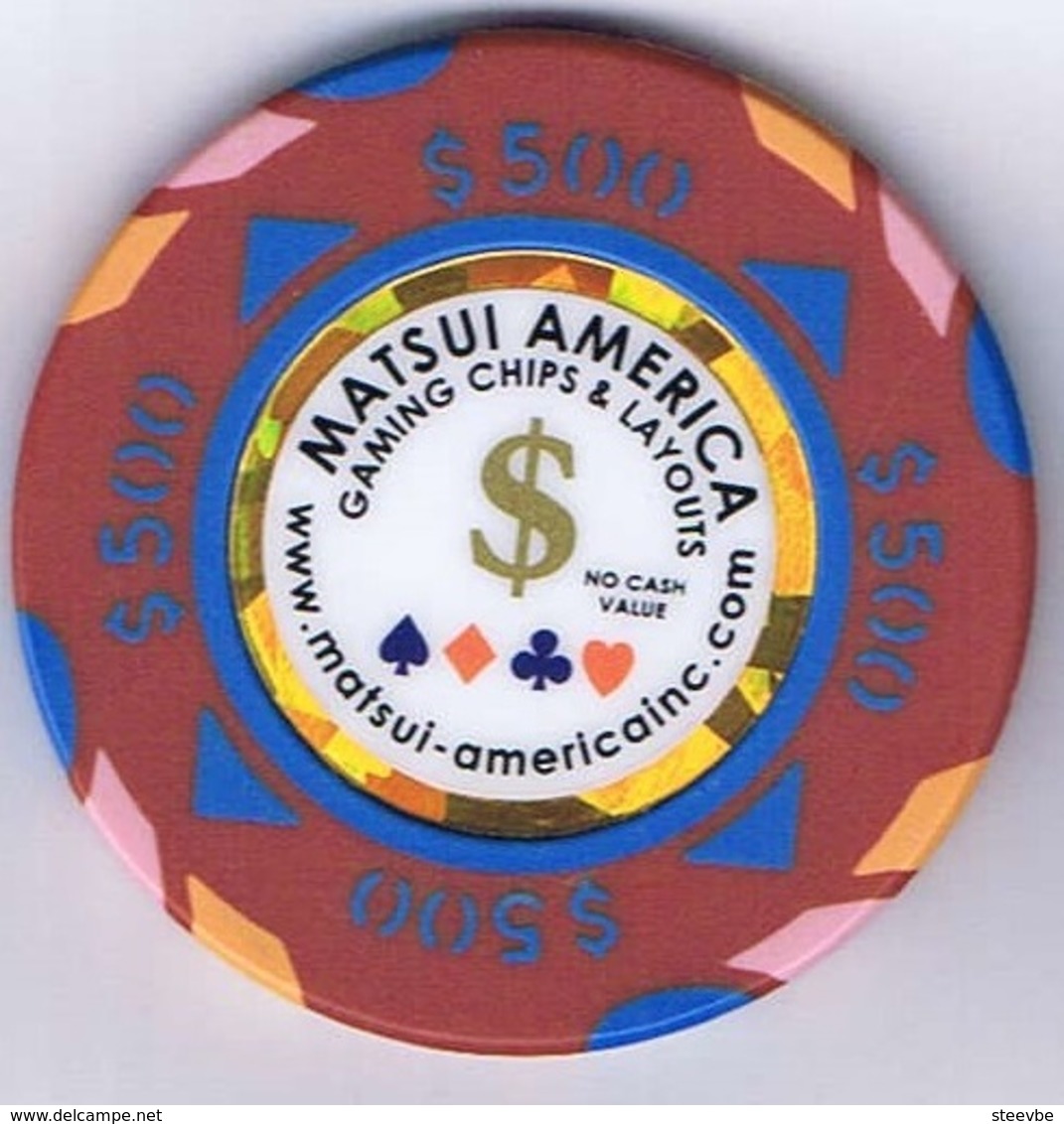 Casino Chip Fiche $ 500 No Cash Value Matsui America US - Casino