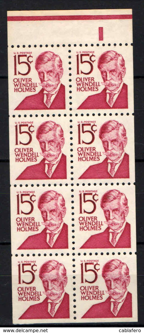 STATI UNITI - 1968 - PERSONALITA': OLIVER WENDELL HOLMES - DA LIBRETTO - SENZA GOMMA - Unused Stamps