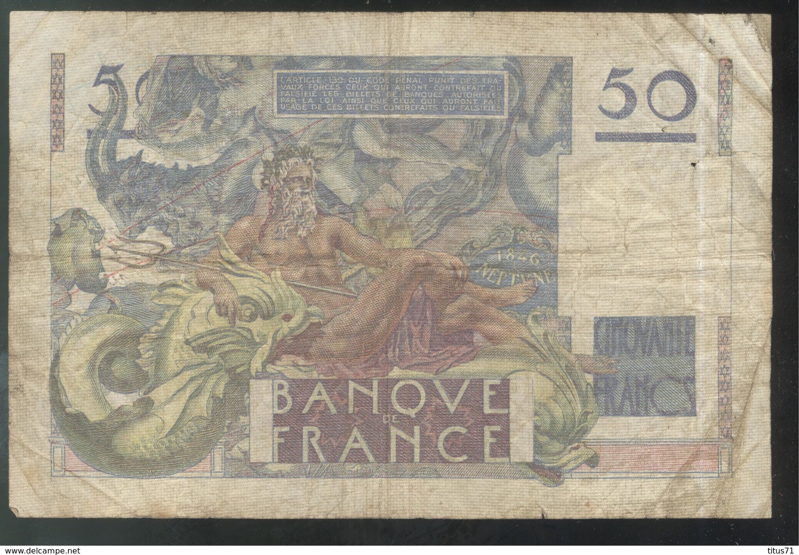 Billet 50 Francs France Le Verrier 24-8-1950 F - Etat Moyen - 50 F 1946-1951 ''Le Verrier''