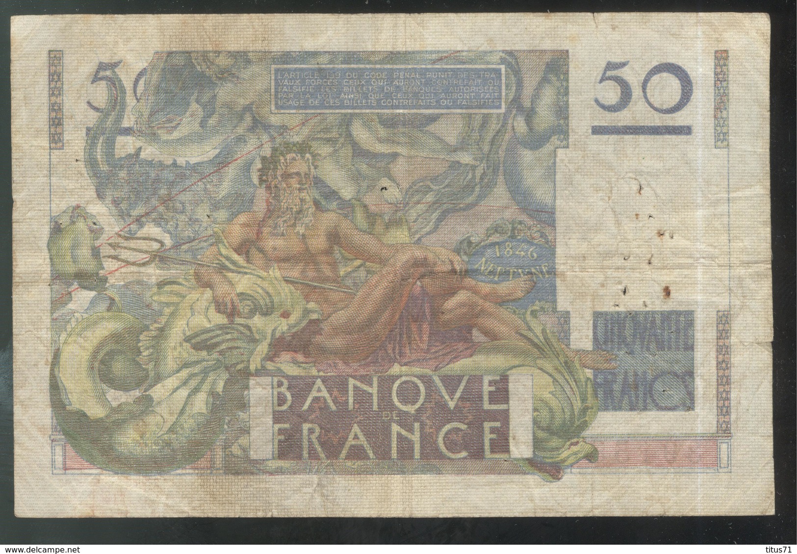 Billet 50 Francs France Le Verrier 1-2-1951 A - Etat Moyen - 50 F 1946-1951 ''Le Verrier''