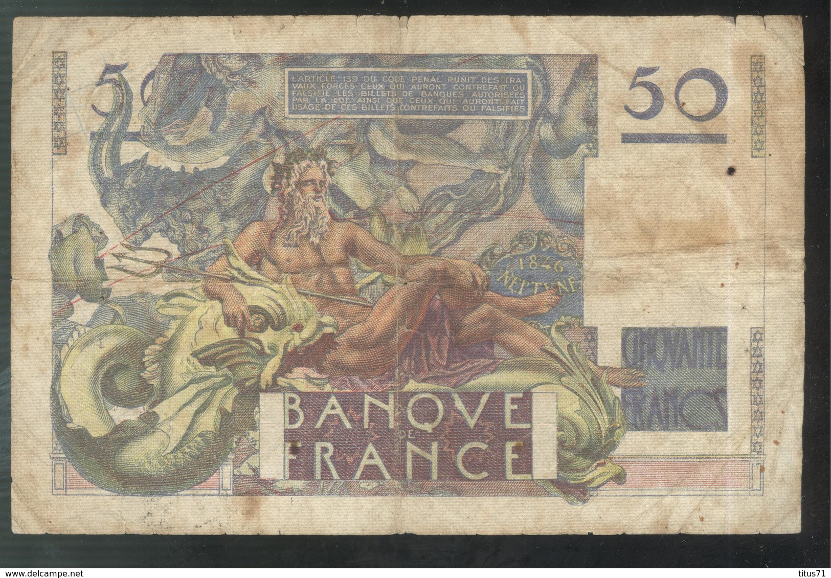 Billet 50 Francs France Le Verrier 31-5-1946 A - Etat Moyen - 50 F 1946-1951 ''Le Verrier''