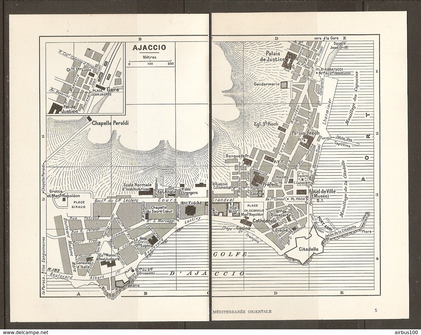 CARTE PLAN 1953 - CORSE CORSICA - AJACCIO CHAPELLE PERALDI BATTERIE CITADELLE PORT ABRI GENDARMERIE - Topographical Maps