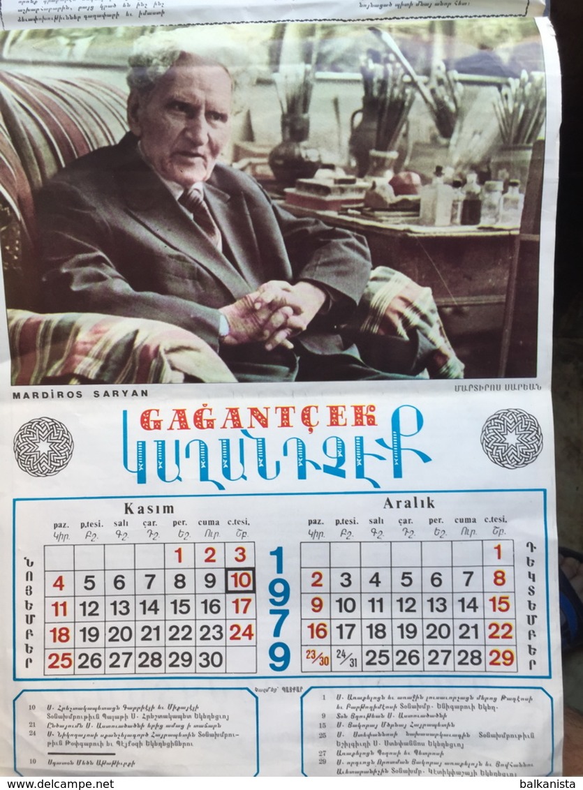 Gagantcek Armenian Calendar 1979 Turkey Istanbul