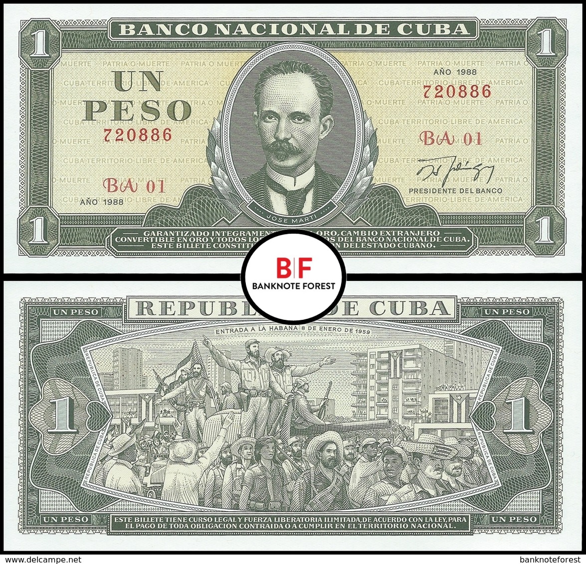 Cuba | 1 Peso | 1988 | P.102d | UNC - Cuba